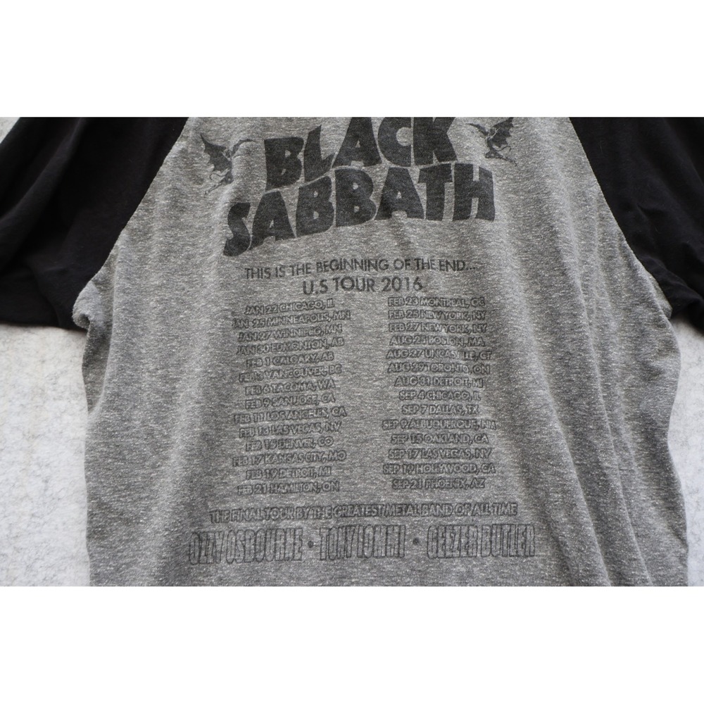 Black Sabbath The End Tour 2016 Raglan Shirt Mens XL Gray Black 3/4 Sleeve USA